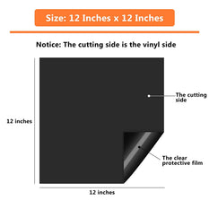 12x12 inch black vinyl sheet with cutting side and protective film label