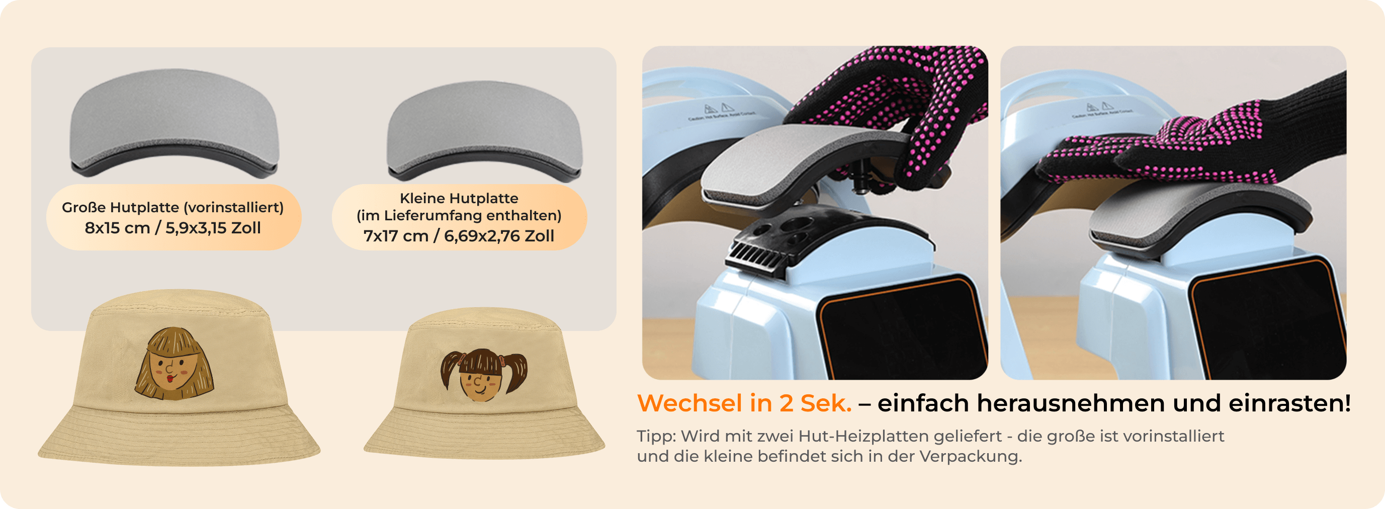 2 Hat Platens for Adult and Children's Hats