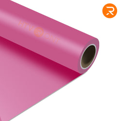 Roll of pink vinyl wrap with a brand logo on a white background